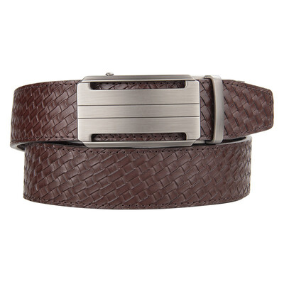 

BPSTAR Mens Automatic Buckle Genuine Leather Mens Ratchet Holeless Belt Business High Quality Mens Real Belt for Pants