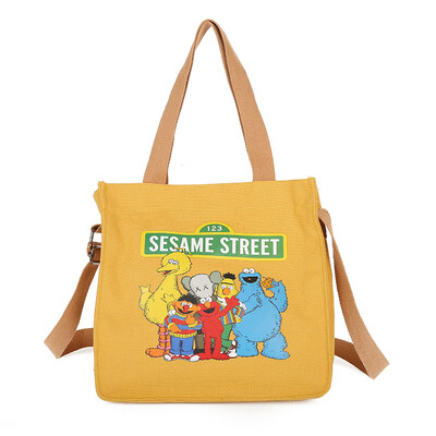 

Sesame Street ins Canvas Bag Girls Student Lovely Cartoon Japanese Harajuku Strange Single Shoulder Slant Bag Girls