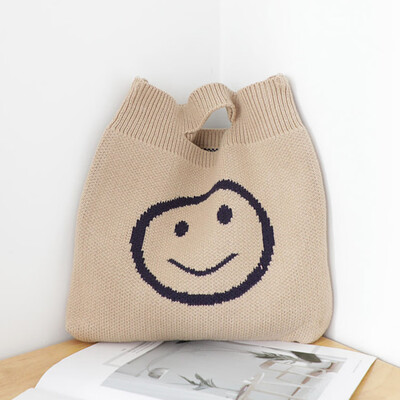 

Big Capacity Wool Knitting Smile Face Casual Tote Bag Women Crossbody Bag