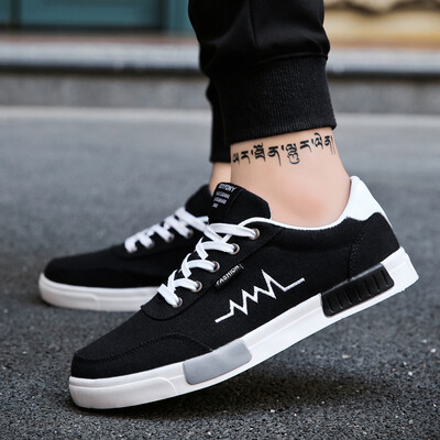 

2019 new summer mens shoes trend Korean version of mens tide shoes summer canvas casual shoes small white shoes shoes