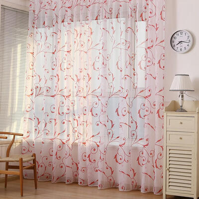 

Transparent Voile Floral Print Curtains Bedroom Window Door Tulle Curtain