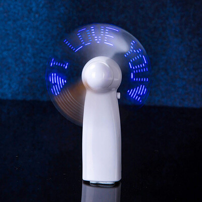 

Siaonvr I LOVE YOU Pattern LED Gleamy Fan Luminous Mini Portable Hand-held Fan Blue