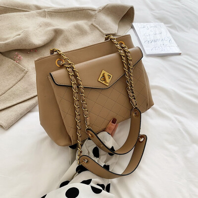 

Bag female new fashion rhombic chain shoulder Messenger bag wild lock buckle bucket bag tide