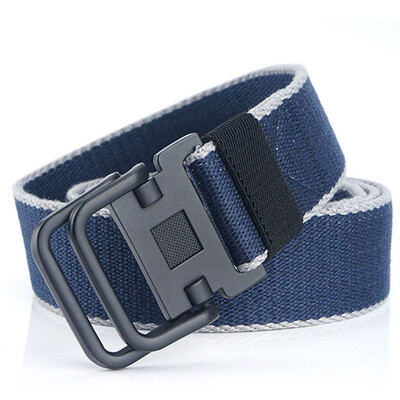 

Trend New Unisex belt Quality Canvas Double Ring Buckle Men belt Casual Alloy buckle Women belt 120cm