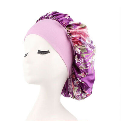 

Silk Night Sleep Cap Hair Bonnet Hat Head Cover Satin Wide Adjust Elastic Band