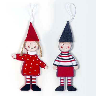 

Jyuesi Christmas Tree Ornaments Wooden Boy Girl Hanging Pendant Decoration for Christmas Tree