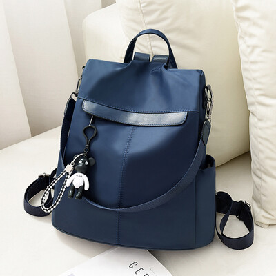 

Double shoulder bag female Korean version of trendy schoolbag 100 fashion PU soft leather travel bag leisure lady backpack