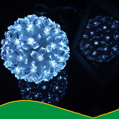 

New Year 50 LED Outdoor Flower Shape Solar String Lights Waterproof For Garden Stage Outdoor Wedding Party Decoration