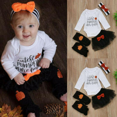 

UK STOCK Halloween Baby Girl RomperTutu Skirts DressLeg Outfit Clothes 4PCS