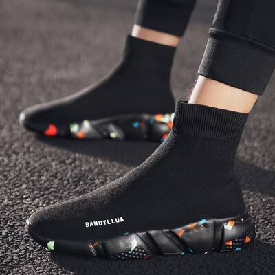

Summer high shoes mens sports&leisure socks tide shoes breathable Martin boots shoes Korean version of the trend Gaobang mens shoes