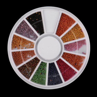 

Toponeto 1 Box Colour Steel Bead 3D Round Nail Studs Nail Rhinestone Nail Art Decoration