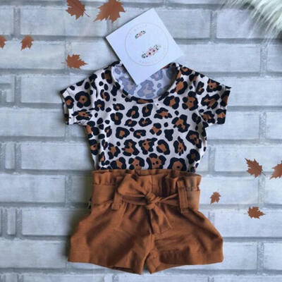

AU Summer Toddler Kid Baby Girl Clothes Leopard Tops T-shirtShorts 2PCS Outfit