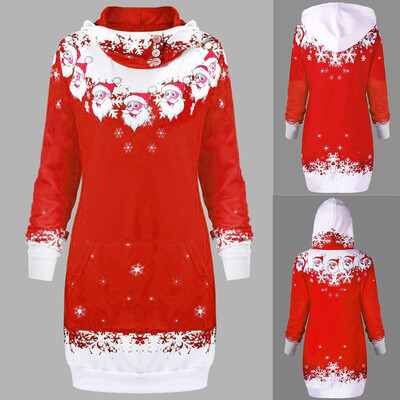 

Nomeni Womens Christmas Santa Claus Snowflake Print Pocket Caps Tops Sweatshirts