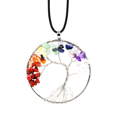 

Tree of Life Pendant Necklace Spiritual Healing Stone Rainbow Crystal Necklace Necklaces For Women For Girls