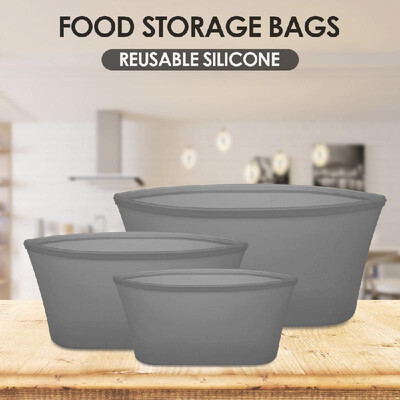 

3pcs Reusable Silicone Food Storage Bags Food Preservation Bags Food Container Leakproof for Vegetable Liquid