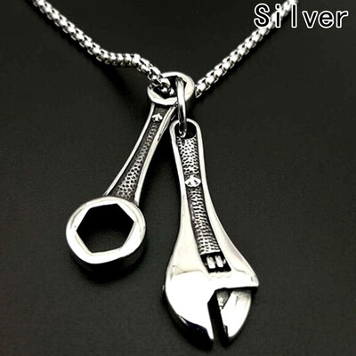 

Fashion Men&39s Hip Hop Titanium Necklace Pendant Charm Bracelet Biker Mechanic Stainless Steel