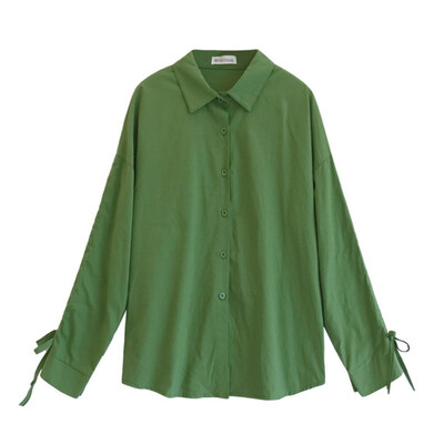 

Fashion Long Sleeve Turn-down Collar Womens Tops&Blouses Ladies Casual Bandage Solid Chiffon Blouse Plus Size