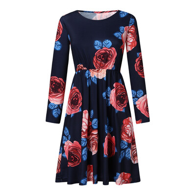 

Tailored Womens Plain Long Sleeve Flowy Modest Midi Work Casual Dress Dress