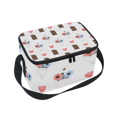 

ALAZA Insulated Lunch Box Flower Chocolates Lunch Bag for Men Women Portable Tote Bag Cooler Bag