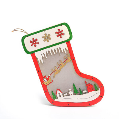 

Christmas decorations creative light wooden Christmas stockings Christmas tree pendant