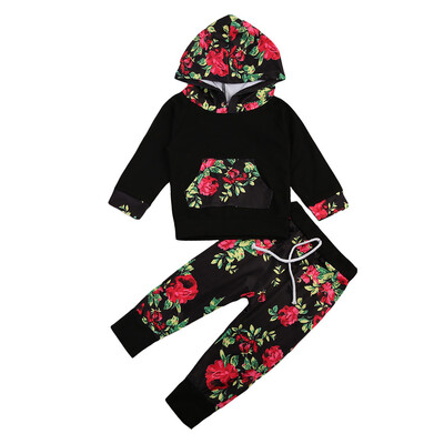 

New Baby Boy Girl Flower Outfit Clothes Shirts Long Sleeve Cotton TopsPants Set