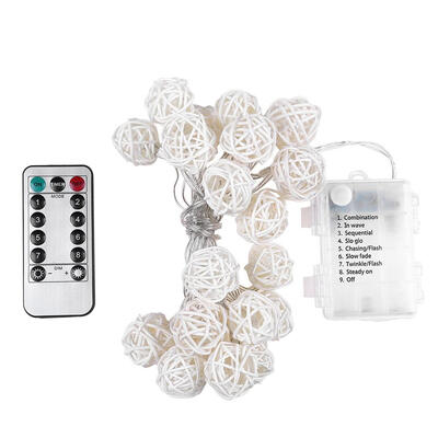 

20LED Rattan Ball Fairy String Lights Wedding Party Decor wRemote Control