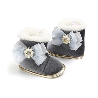 

Baby Boots Winter High Quality Pearl Bow Plus Velvet Toddler Boots Baby Boots Girl