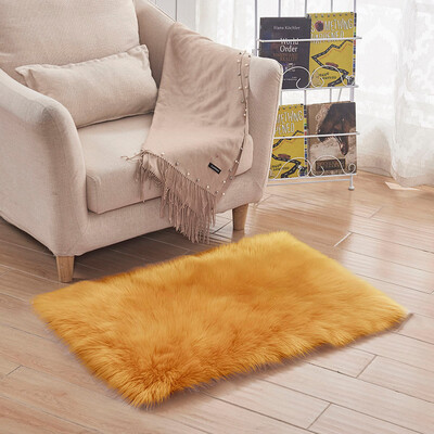 

Gobestart Soft Rug Chair Cover Artificial Sheepskin Wool Warm Hairy Carpet Seat Mats Rug