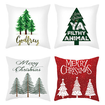 

Siaonvr 4PC Merry Christmas Short Plush Pillowcase Sofa Pad Set Home Decoration 18x18 In