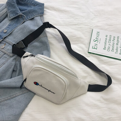 

2019 new simple wild waist bag female casual personality letter shoulder slung bag fashion sports canvas bag