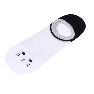

2 Pairs Women Girl Casual Cute Cat Ankle High Low Cut Invisible Silk Cotton Soft Socks
