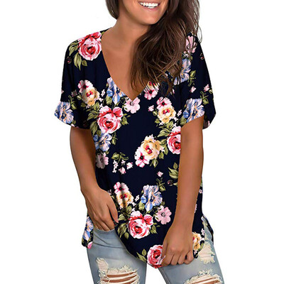 

Starmoon Women Summer V Neck Short Sleeve Shirt Casual Tunic Tops Blouse