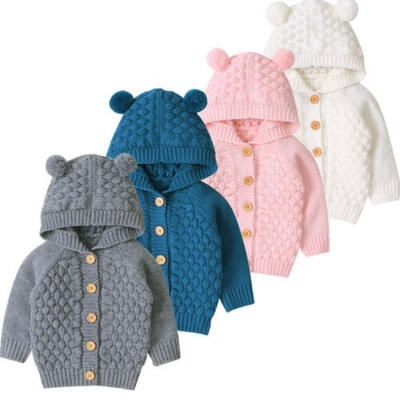 

Toddler Baby Kids Boy Girls Knitted Coat Jacket Ear Hooded Outwear Winter Blouse