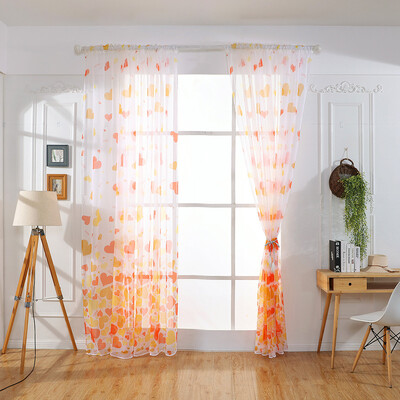 

Toponeto Heart Shaped Curtain Tulle Window Treatment Voile Drape Valance 1 Panel Fabric