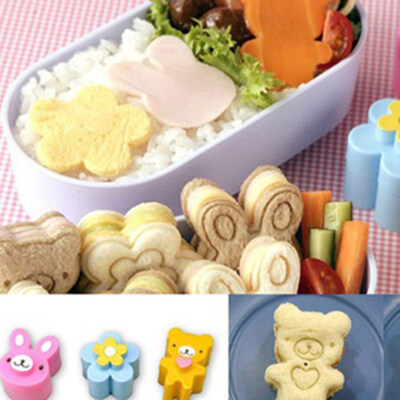 

3Pcs Bento Cute Maker Rabbit Bear Flower Shape Sandwich Cookie Cutter Bread Molds
