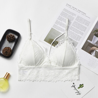 

Lace Jacquard Ultra-thin Sexy Beauty Small Chest Bra Triangle Cup Solid Color Tube Top