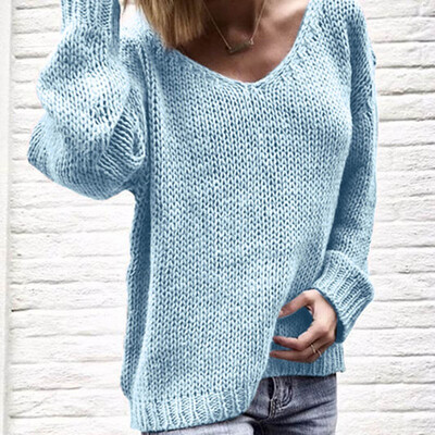 

〖Follure〗Womens Fashion V-neck Long Sleeve Solid Color Sweaters&Knitted Sweaters
