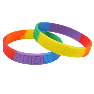 

Six-Layer Color Gay Gay Rainbow Color Wristband Gay Rainbow Color Concave Engraved Silicone Bracelet