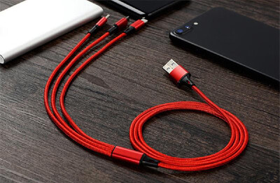 

High-quality Nylon Braided Type-C Lightning Micro USB Data Cable 3 in 1 Fast Charge Stable Data Transmission Charging Cable for iP