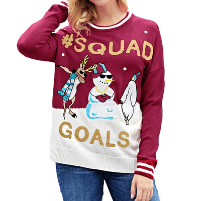 

Starmoon Women Christmas Letter Character Print Snowman Character Sweatshirt Blouse Tops