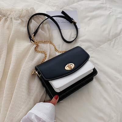 

Net red contrast bag ins summer small fresh chain small square bag womens new 2019 shoulder bag Messenger bag