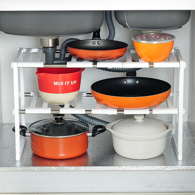 

〖Follure〗Under Sink 2 Tier Expandable Shelf Organizer Rack Storage Kitchen Tool Holders