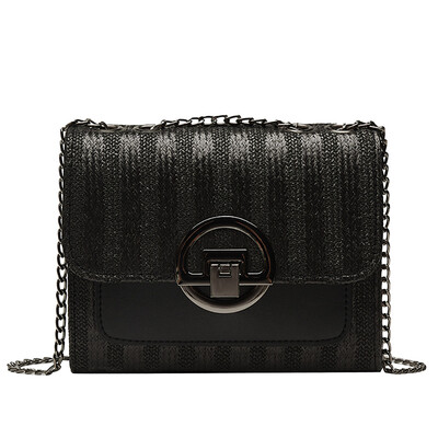 

Contrast Color Stripe Woven Shoulder Bag Women Chain Small Square Bags Crossbody Bag Ladies Handbag Bolso Mujer YJ