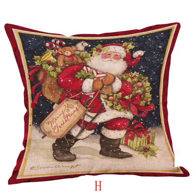 

Tailored Happy Christmas Pillow Cases Linen Sofa Cushion Cover Home Decor Pillow Case