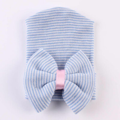 

SUNSIOM Newborn Baby Girl Infant Colorful Striped Bow Cap Hospital Warm Soft Beanie Hat