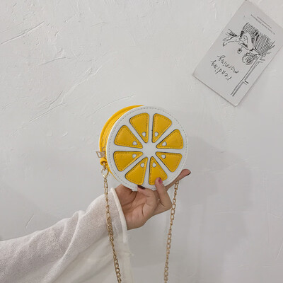 

Casual wild color crossbody small round bag female 2019 new fashion temperament shoulder bag fresh lemon chain bag