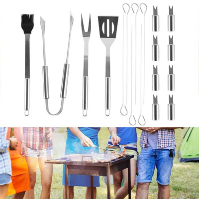 

One Set Outdoor Stainless Steel BBQ Steak Meat Barbecue Picnic Cooking Tool