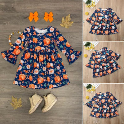 

Newborn Girls Baby Kids Halloween Pumpkin Skirt Mini Dress Clothes Sets