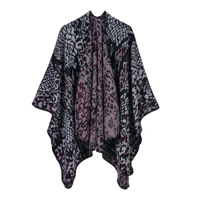 

Fashion Women Winter Leopard Print Pattern Poncho Scarf Thick Warm Shawl Pashmina Vintage Casual Cloak Outerwear