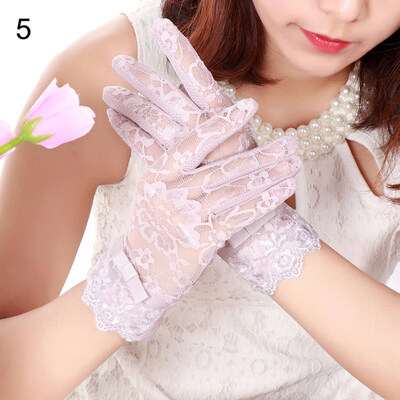 

Womens Driving Sun Protection See-through Lace Gloves Touch Screen Mittens